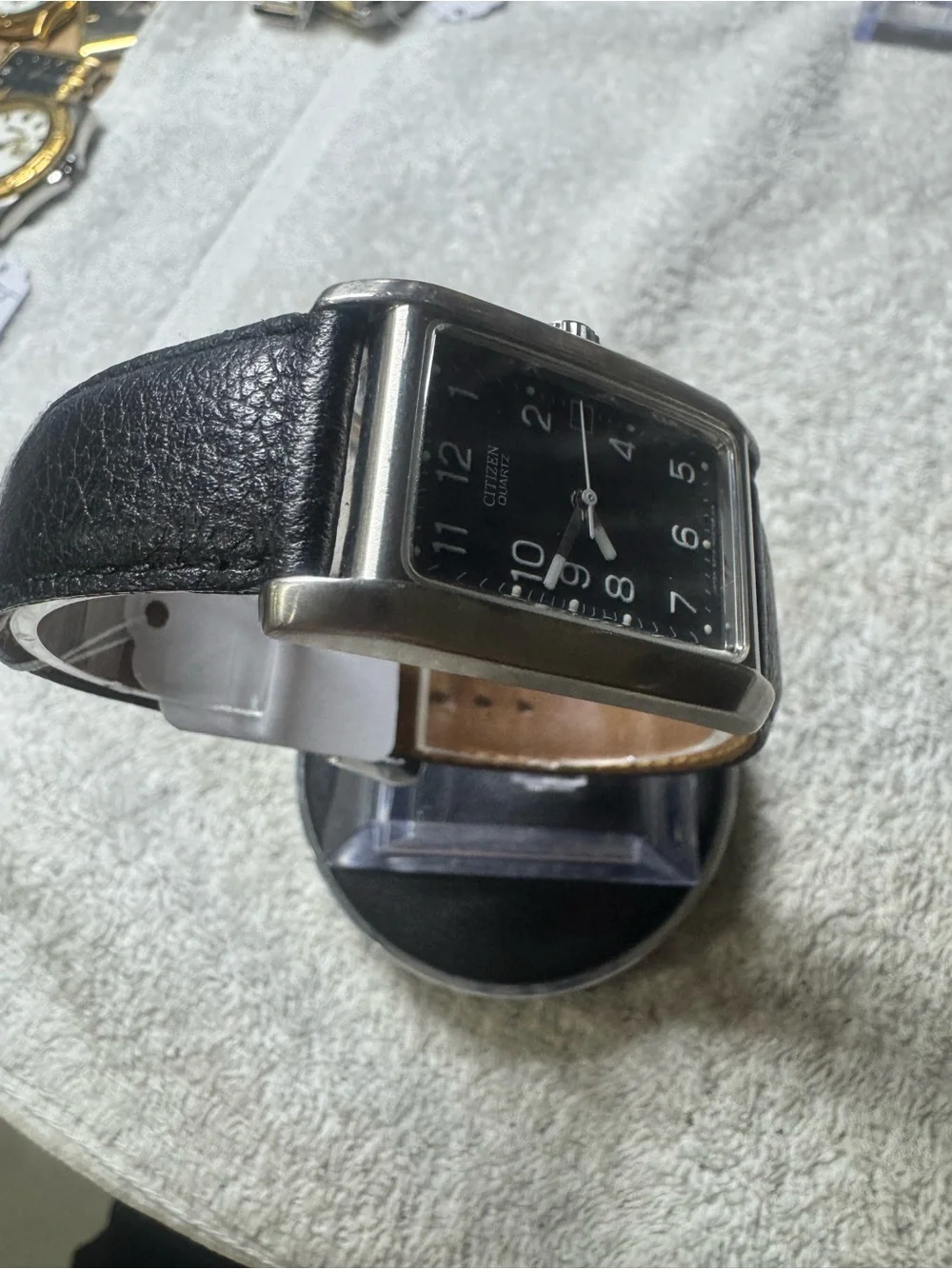 Citizen Black Dial Rectangular Stainless Steel Watch